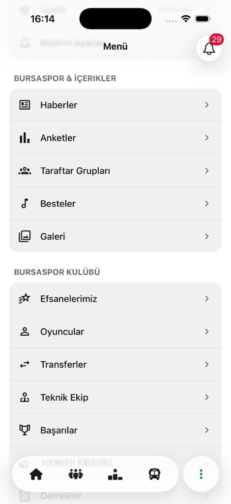 Timsapp Menü (koyu) ekran görüntüsü